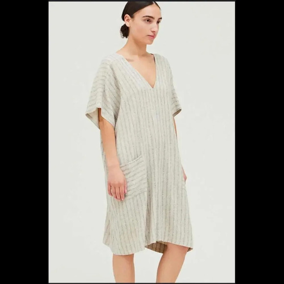Due South Dresses & Skirts - NWT Due South | Grade and Gather | Cotton Linen Stripe Dress | Size S/M